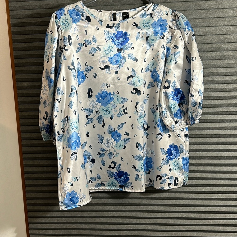 Blue and white SHEIN blouse